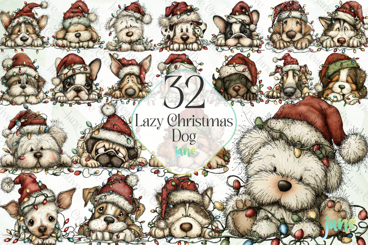 Lazy Christmas Dog Sublimation Bundle