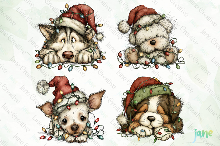 Lazy Christmas Dog Clipart