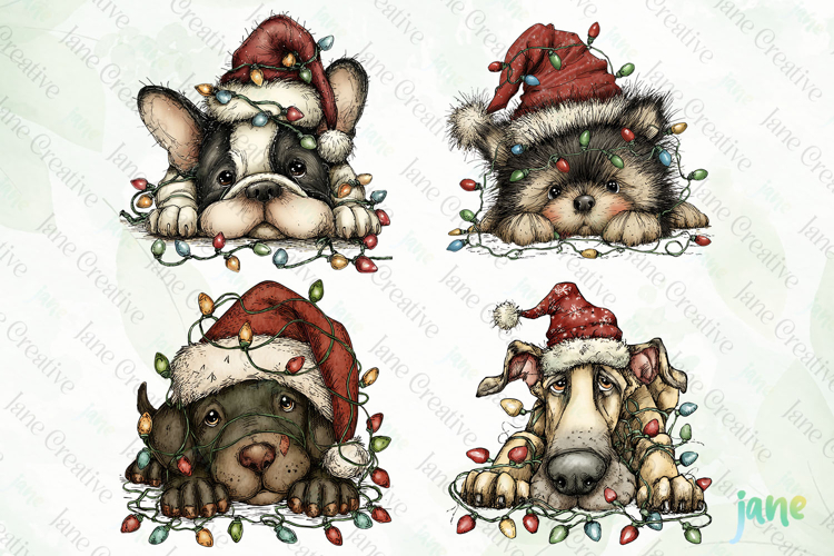 Lazy Christmas Dog Clipart