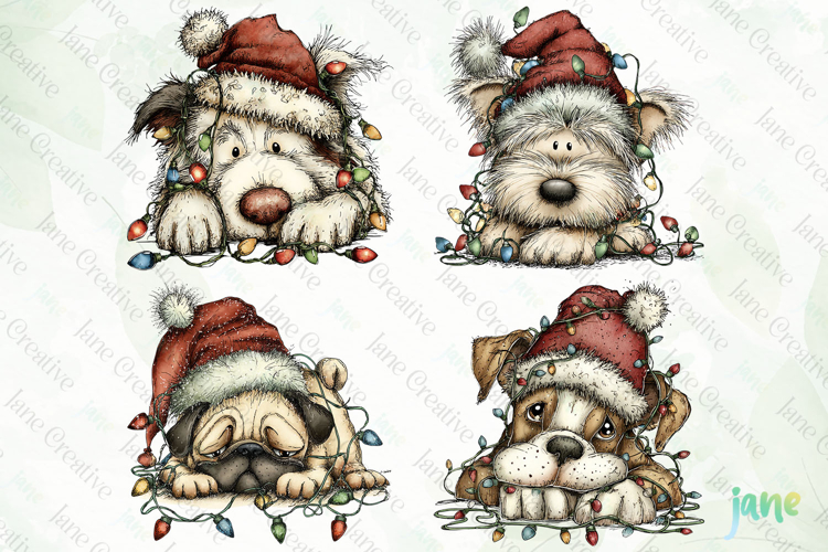 Lazy Christmas Dog Clipart