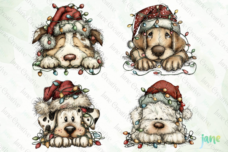 Lazy Christmas Dog Clipart
