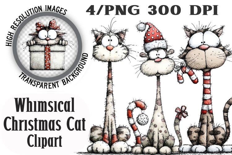 Lazy Christmas Whimsical Cat