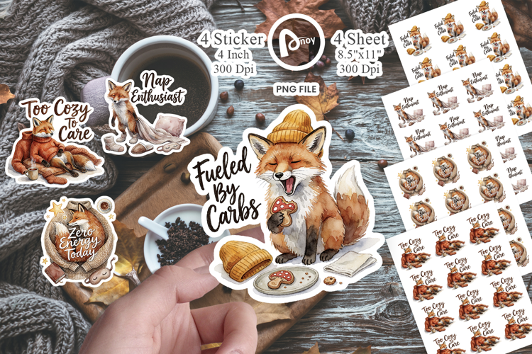 Lazy Fox Cozy Hygge Sticker