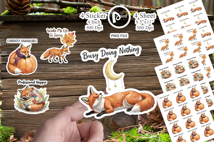 Lazy Fox Cozy Hygge Watercolor Sticker