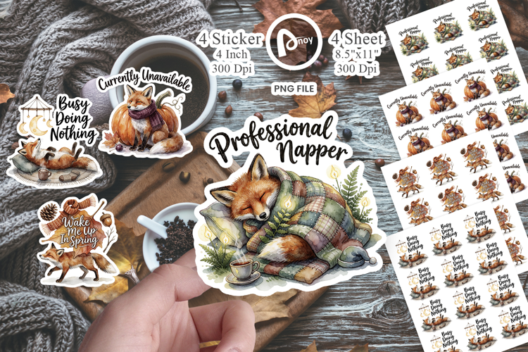 Lazy Fox Cozy Hygge Sticker