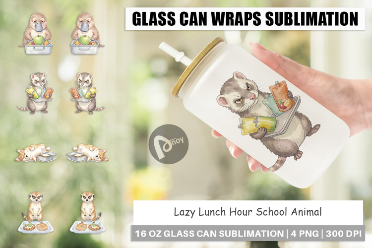 Lazy Lunch Hour Animal Glass Can