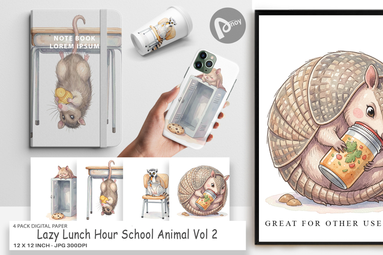 Lazy Lunch Hour Animal Digital Paper