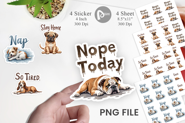 Lazy Vibes Dog Quotes Sticker