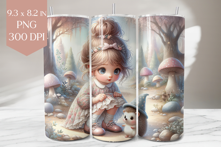 Whimsical Girl & Hedgehog in Forest Tumbler Wrap