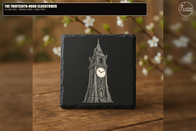 Thirteenth Hour Clocktower Halloween Engraving PNG