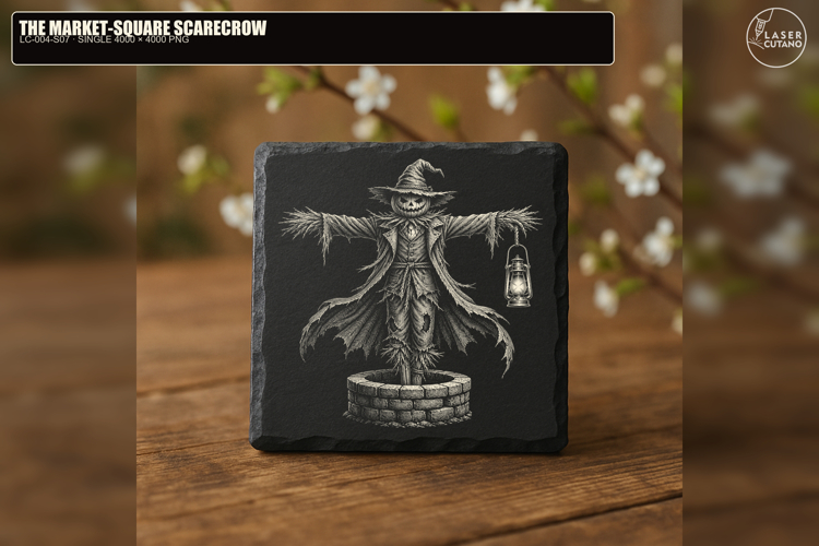 Market-Square Scarecrow Halloween PNG | Laser Engraving