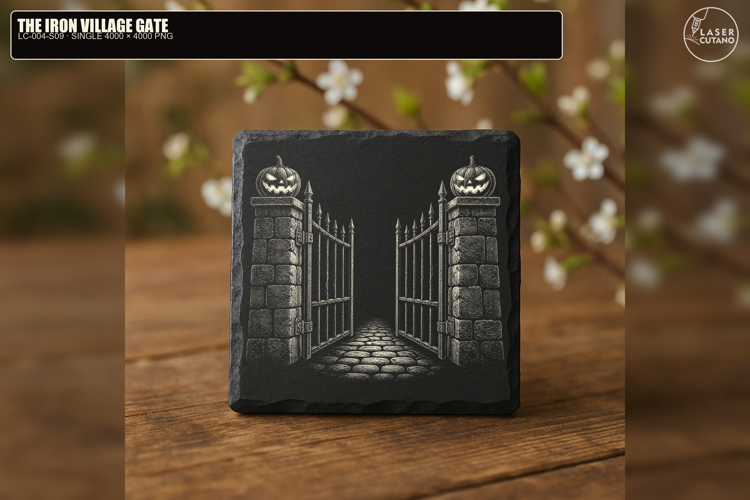 Iron Village Gate Halloween PNG | Laser Engraving