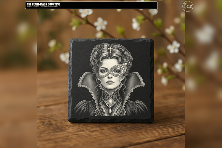 Pearl Mask Countess Gothic Laser Engraving PNG