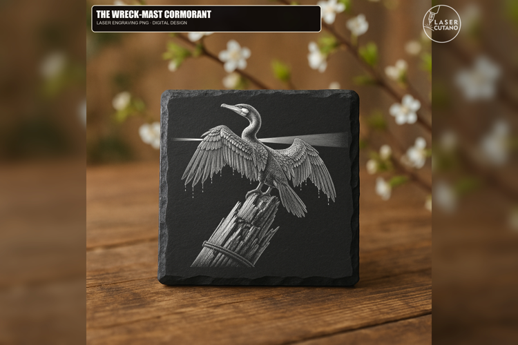 The Wreck-Mast Cormorant - Laser Engraving PNG
