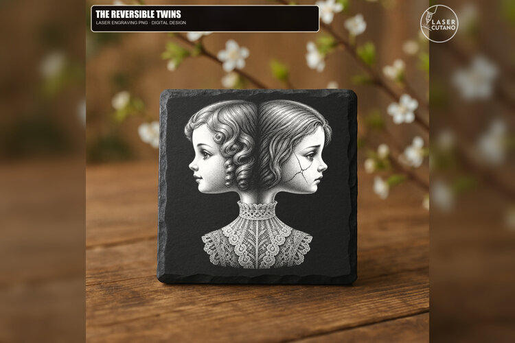 The Reversible Twins - 1 Laser Engraving PNG Design example image 1