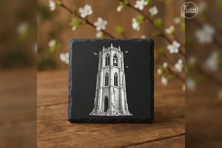 The Bat Belfry Haunted House Laser Engraving PNG example image 1