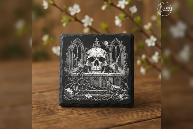 The Ossuary Throne Gothic Halloween Laser Engraving PNG example image 1