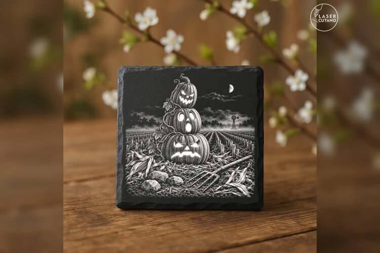 The Harvest Totem Pumpkin Halloween Laser Engraving PNG example image 1