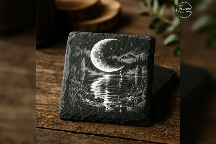 The Starfall Crescent Gothic Celestial Laser Engraving PNG