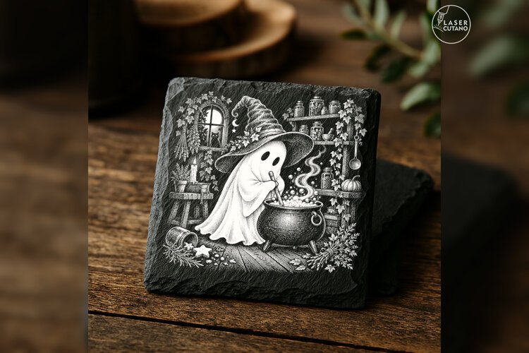 The Little Brewmistress Cute Spooky Halloween Engraving PNG example image 1