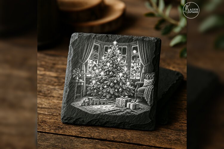 The Snowlit Evergreen Classic Christmas Laser Engraving PNG example image 1