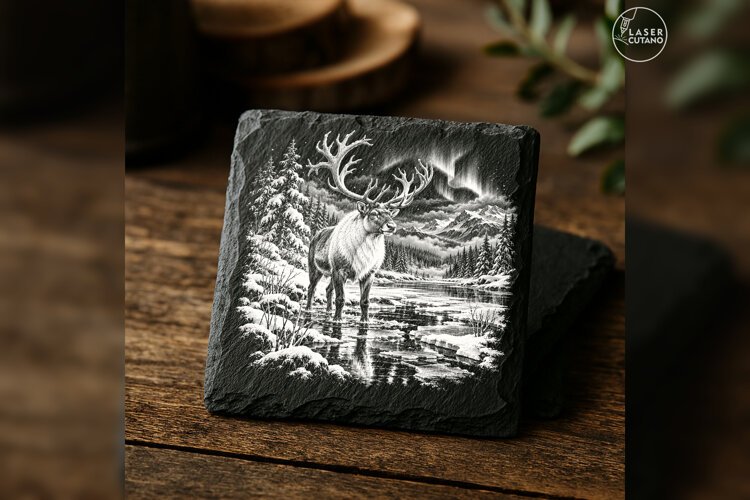Frostcrown Sentinel Reindeer Forest Christmas Laser PNG example image 1
