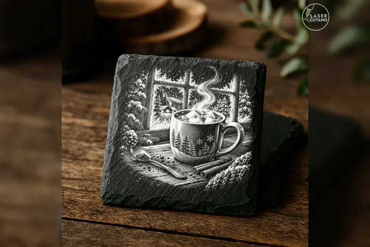 Midnight Cocoa Window Winter Christmas Laser Engraving PNG