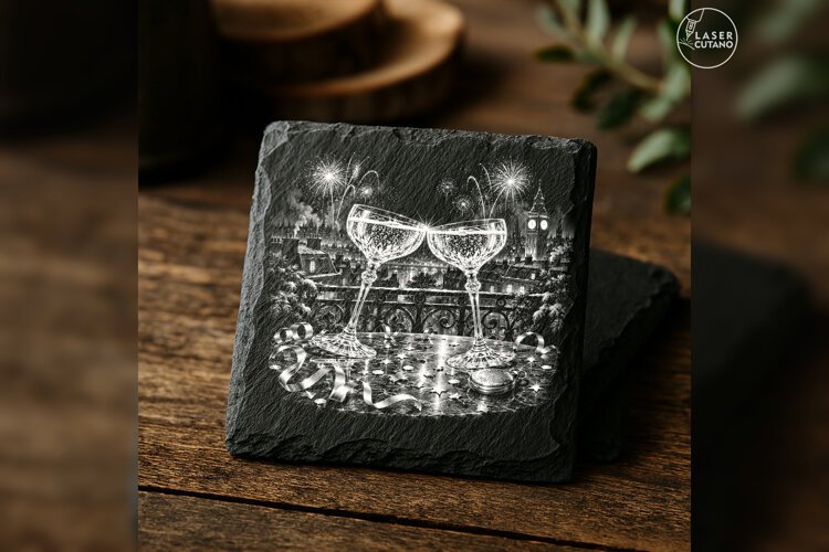 The Midnight Toast New Year Celebration Laser Engraving PNG example image 1