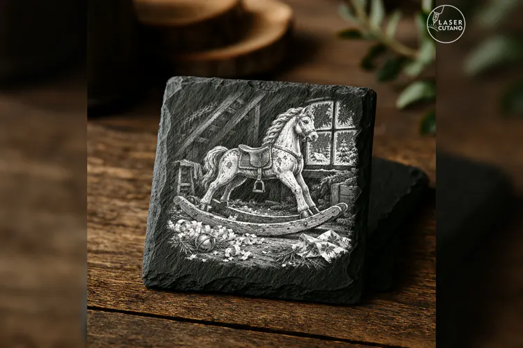 Rocking Horse Christmas Laser Engraving PNG