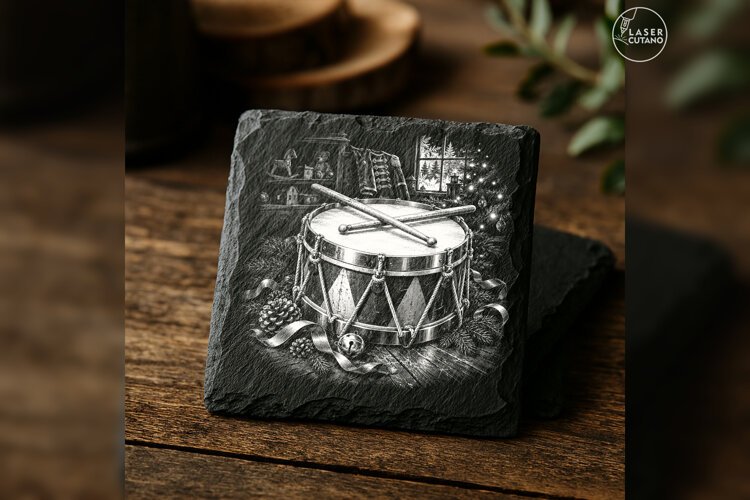 Christmas Parade Drum Laser Engraving PNG example image 1