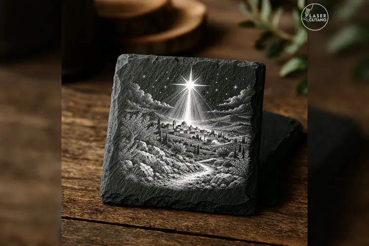 Star Above Bethlehem Holy Night Laser Engraving PNG