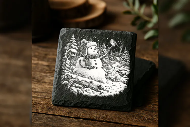 Robin on the Twig Hand Snowman Laser Engraving PNG