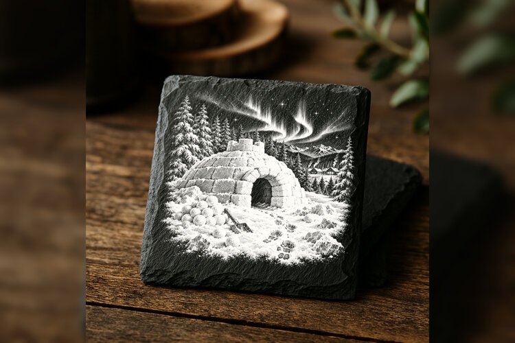 Igloo Lookout Winter Wonderland Laser Engraving PNG example image 1