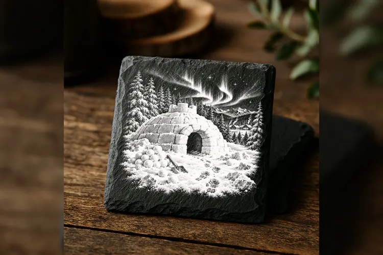 Igloo Lookout Winter Wonderland Laser Engraving PNG