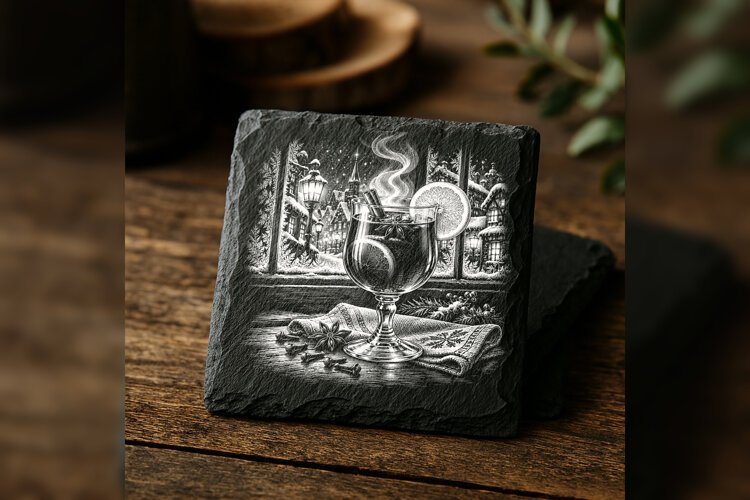 The Mulled Wine Window Winter Drink Laser Engraving PNG example image 1
