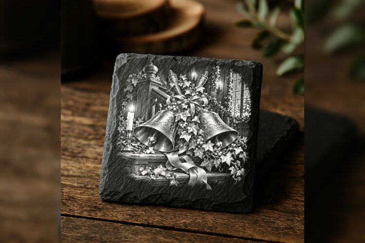 Ivy Bell Garland Christmas Laser Engraving PNG example image 1