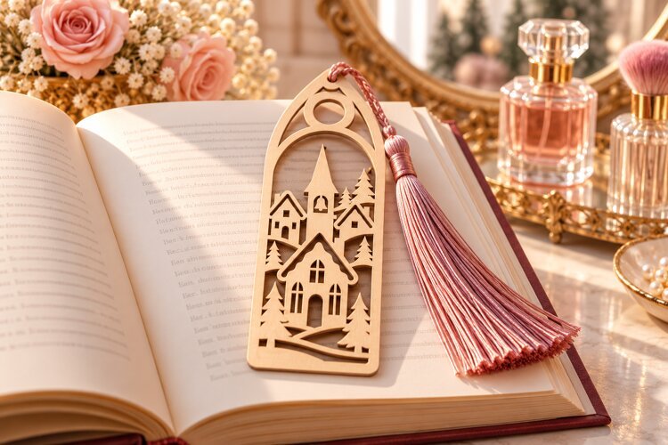 Arch Nature Forest House Bookmark Laser Cut SVG, Botanical example image 1