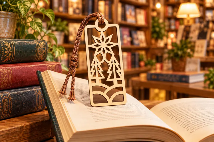 Rectangle Nature Forest Village Bookmark Laser Cut SVG