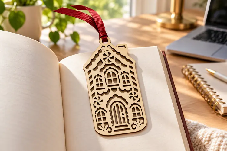 Rectangle Christmas House Winter Bookmark Laser Cut SVG