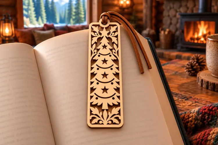 Rectangle Christmas Tree Winter Bookmark Laser Cut SVG