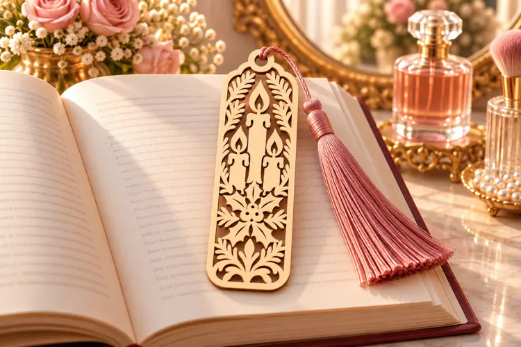 Rectangle Christmas Candle Winter Bookmark Laser Cut SVG