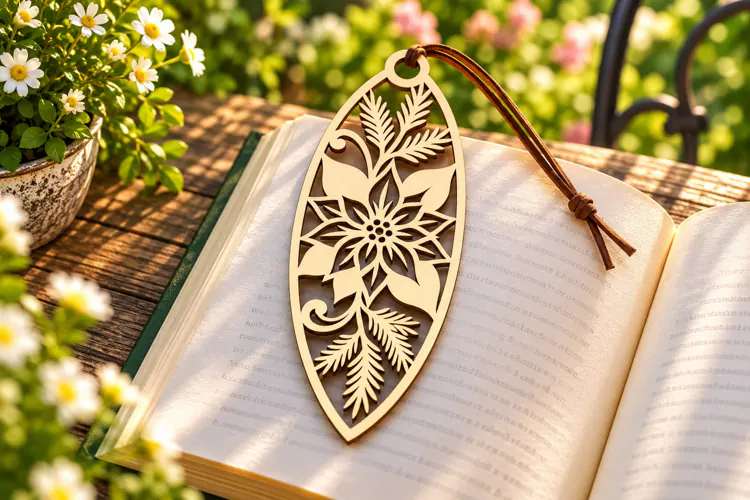 Leaf Christmas Poinsettia Winter Bookmark Laser Cut SVG