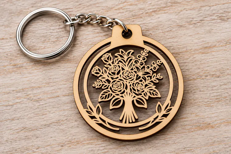 Tree of Life Keychain Laser Cut SVG PNG Design, Wooden Keych