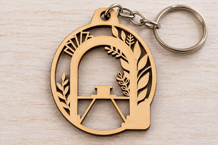 Wedding Arch Keychain Laser Cut SVG PNG Design, Wooden Keych example image 1