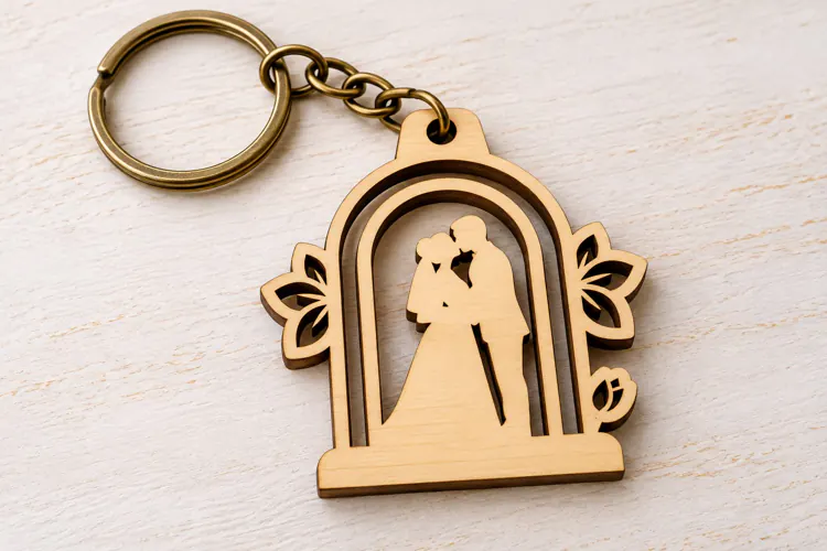 Ornamental Wedding Couple Keychain Laser Cut SVG PNG Design
