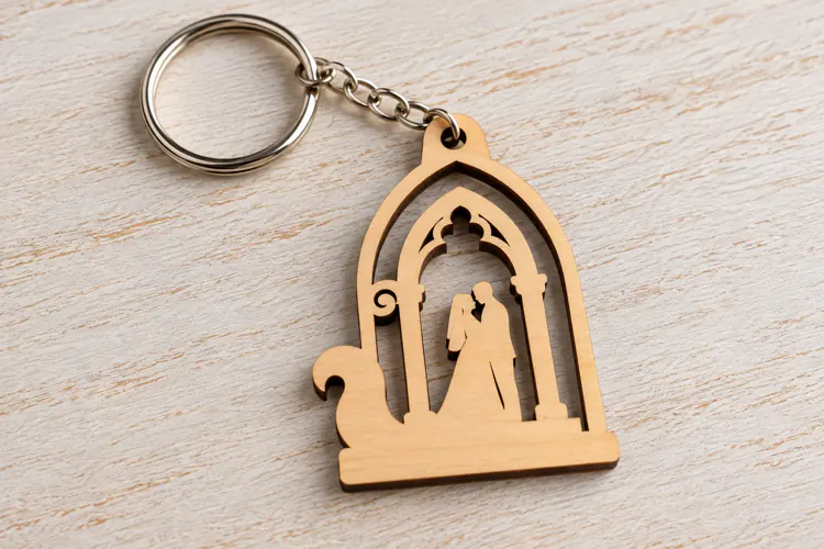 Chapel Wedding Couple Keychain Laser Cut SVG PNG Design,