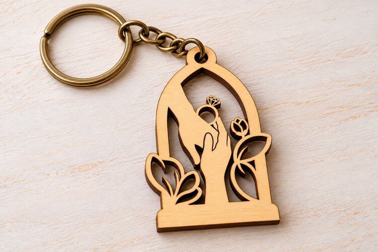 Cat Keychain Laser Cut SVG PNG Design, Wooden Keychain cat example image 1