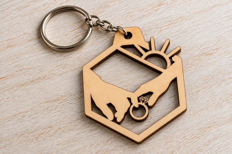 Cat Keychain Laser Cut SVG PNG Design, Wooden Keychain