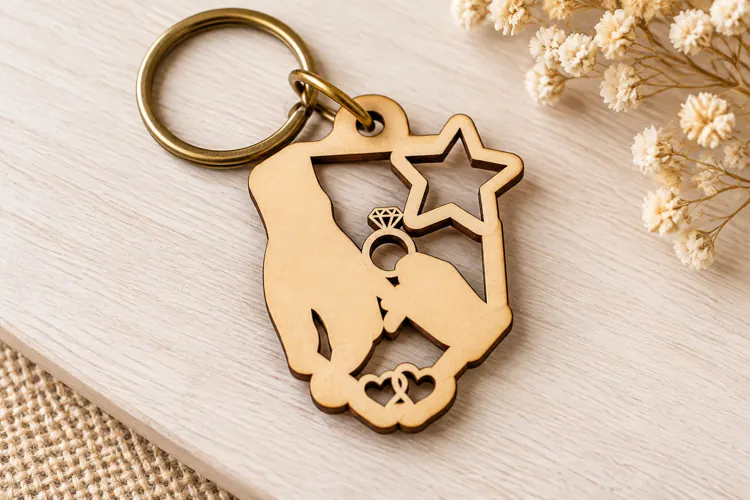 Graduation Star Keychain Laser Cut SVG PNG Design, Wooden