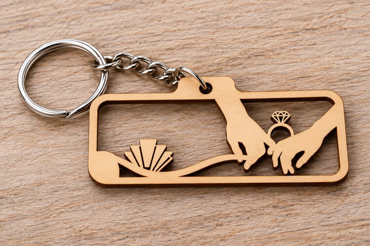 Graduation Ring Rectangle Keychain Laser Cut SVG PNG Design example image 1